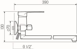 Смеситель для ванны с душем РМС SL52-006E-2 хром